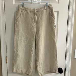 Monoprix S’Engager Pour Durer Linen Pants womens 42 Wide Leg Palazzo Lagenlook